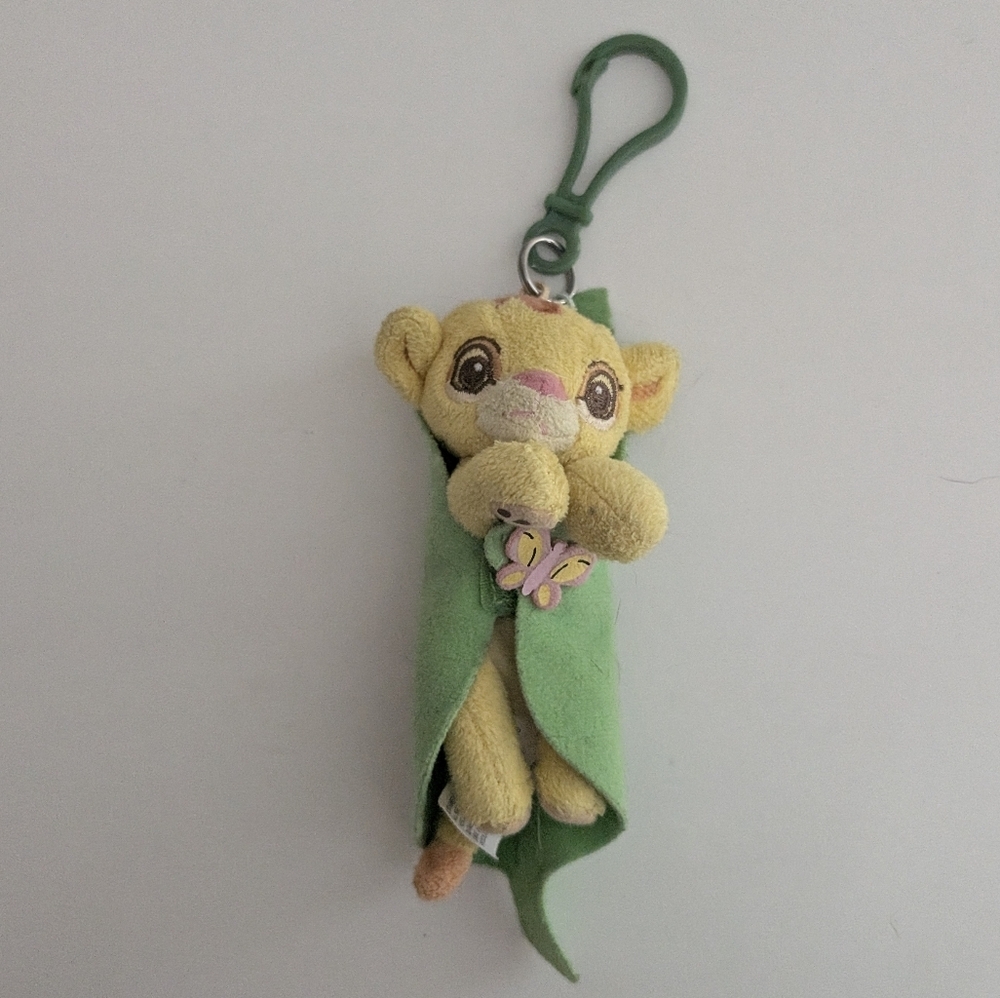 Disney Simba Lion King Wrapped In Leaf Keychain Plush